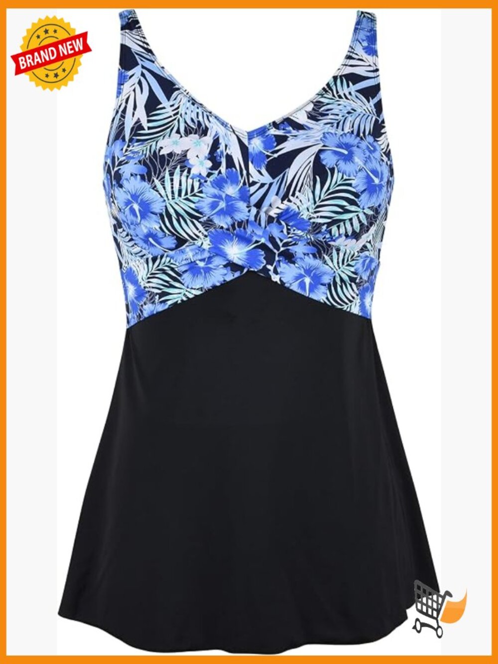 Plus Size One Piece Swim Dress V Neck Tummy Control Bathing Suit